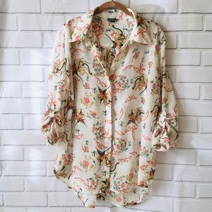 Casual Button Down Roll up Sleeve Blouse